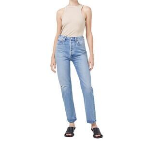 Agolde '90'S' Blue Pinch Waist High Rise Straight Denim Jean Size 23